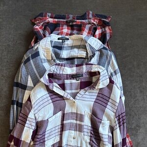 Dynamite Women's Plaid Button Down Shirts - Red, Blue, Purple (all 3)
